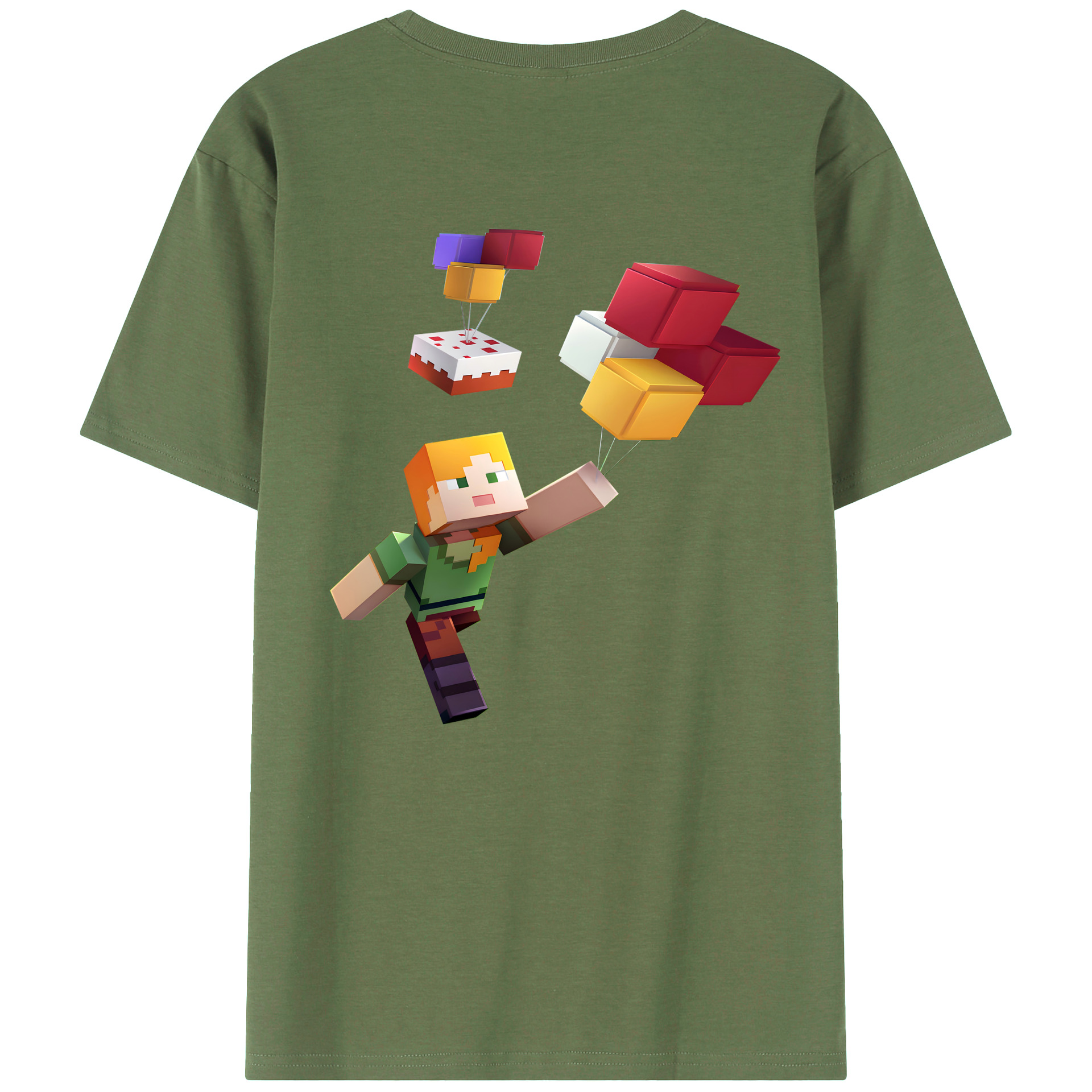 （画像用） マインクラフト ブロックの世界 Minecraft MC Block world 綿100％ メンズ半袖Tシャツ（バックプリント） 通気性